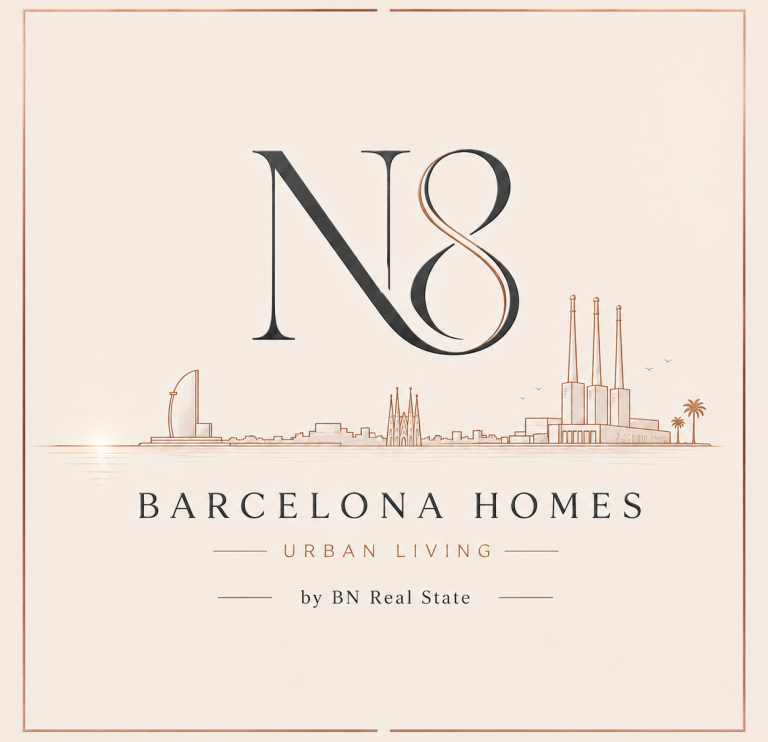 Logotipo N8 Barcelona Homes · Urban Living · by BN Real Estate